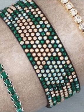 Swarovski Green and Gold Crystal “Wild Card” Bracelet BNIB